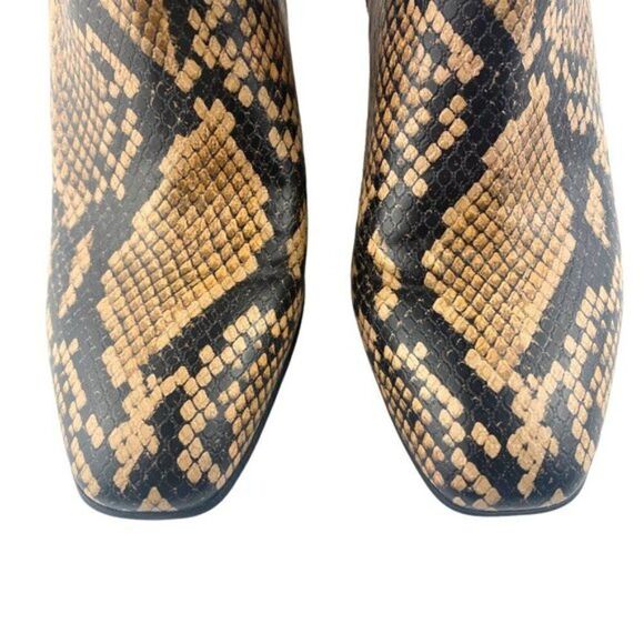 FRANCO SARTO Women's Trudy Brown Black Snake Print Heeled Ankle Bootie US 7M - Picture 8 of 9